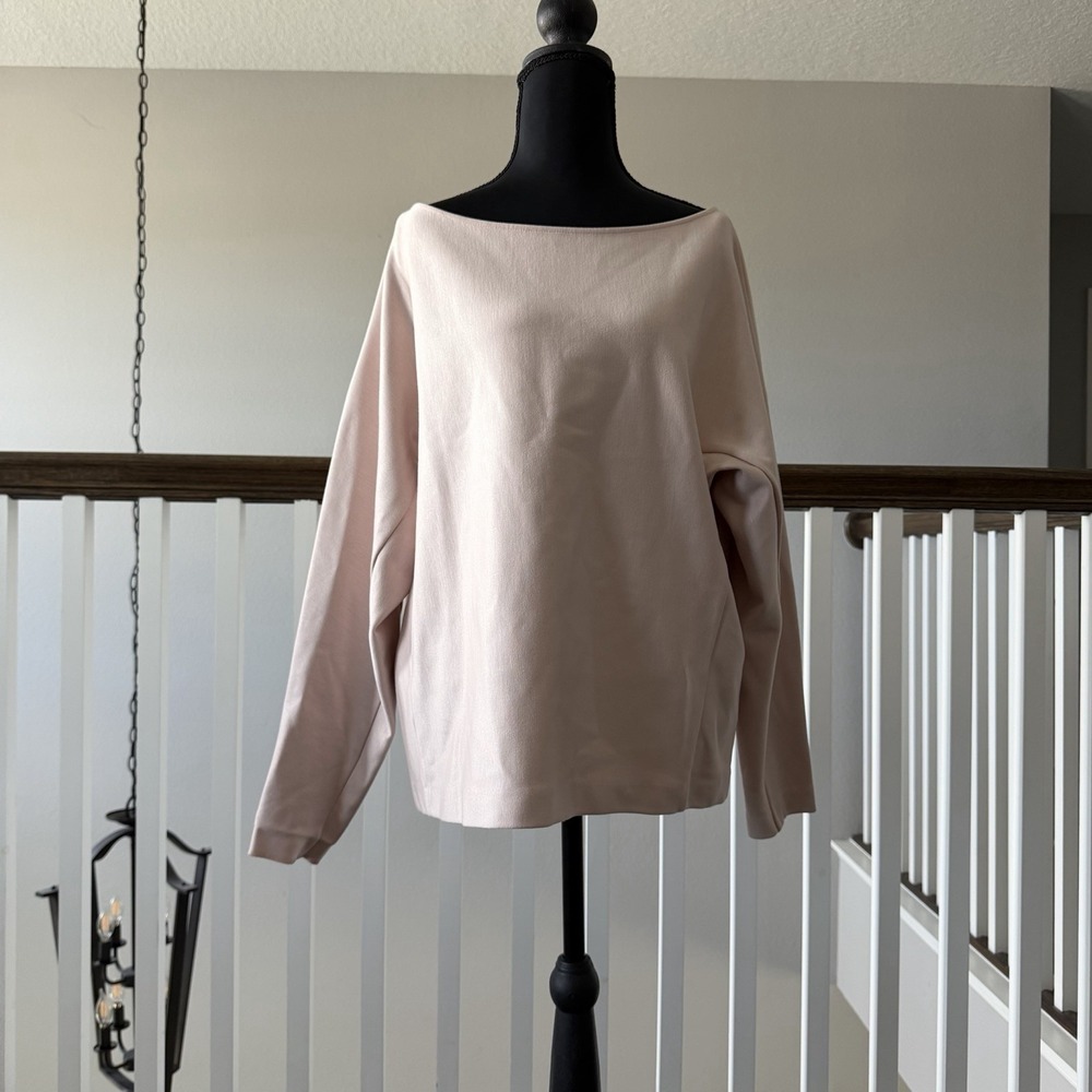 Cos Boatneck Long Sleeve Dolman Top Pink Sz Medium Minimalist Lagenlook‎ Stretch